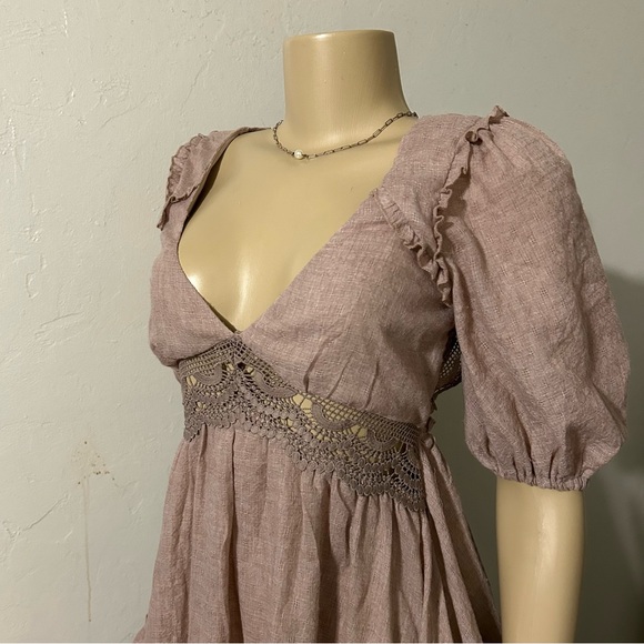 AMPM Tan Puff Sleeve Mini Dress - Picture 3 of 4